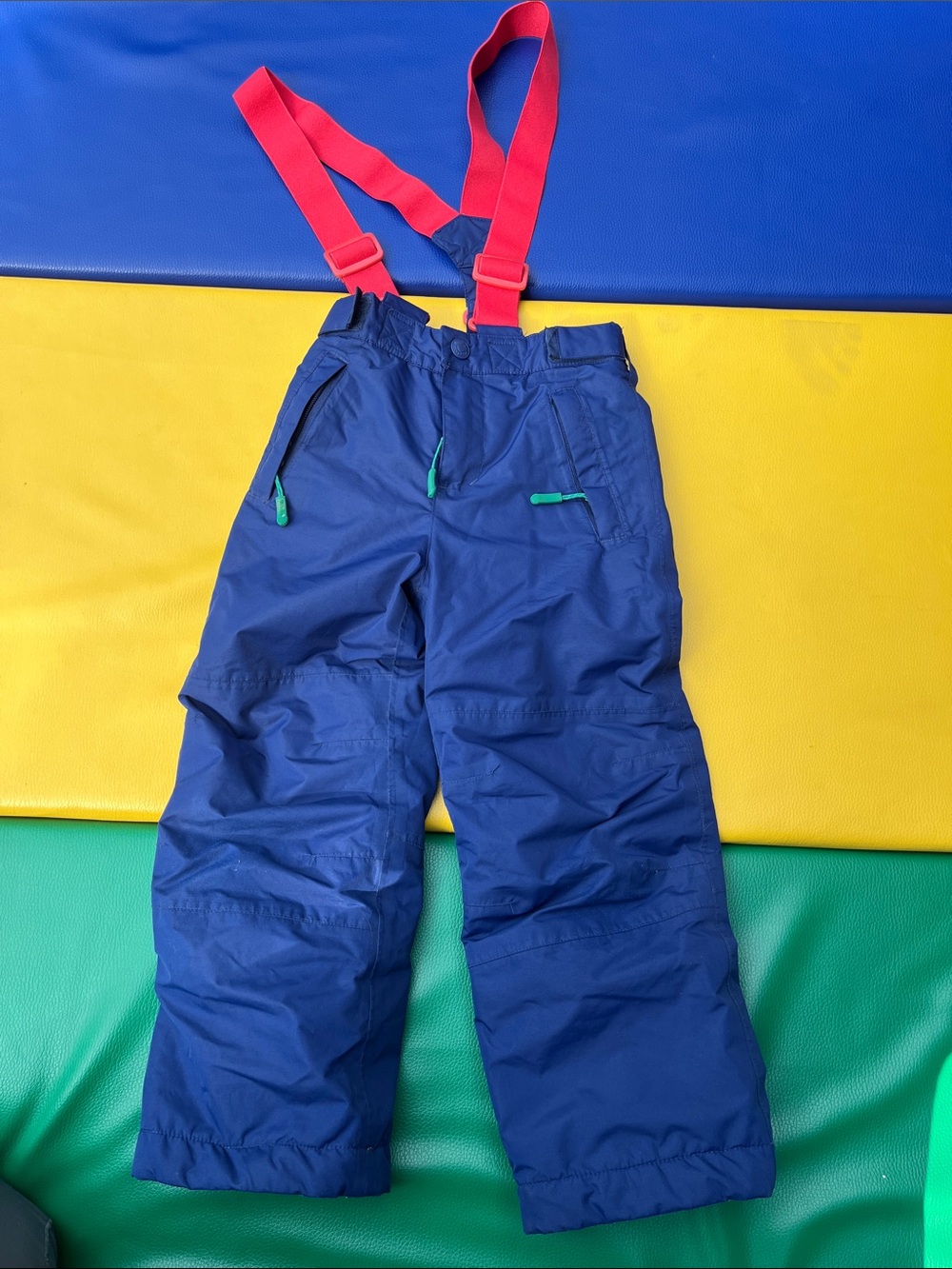 Kids mini Boden Blue Snow Pants with Suspenders 4-5y